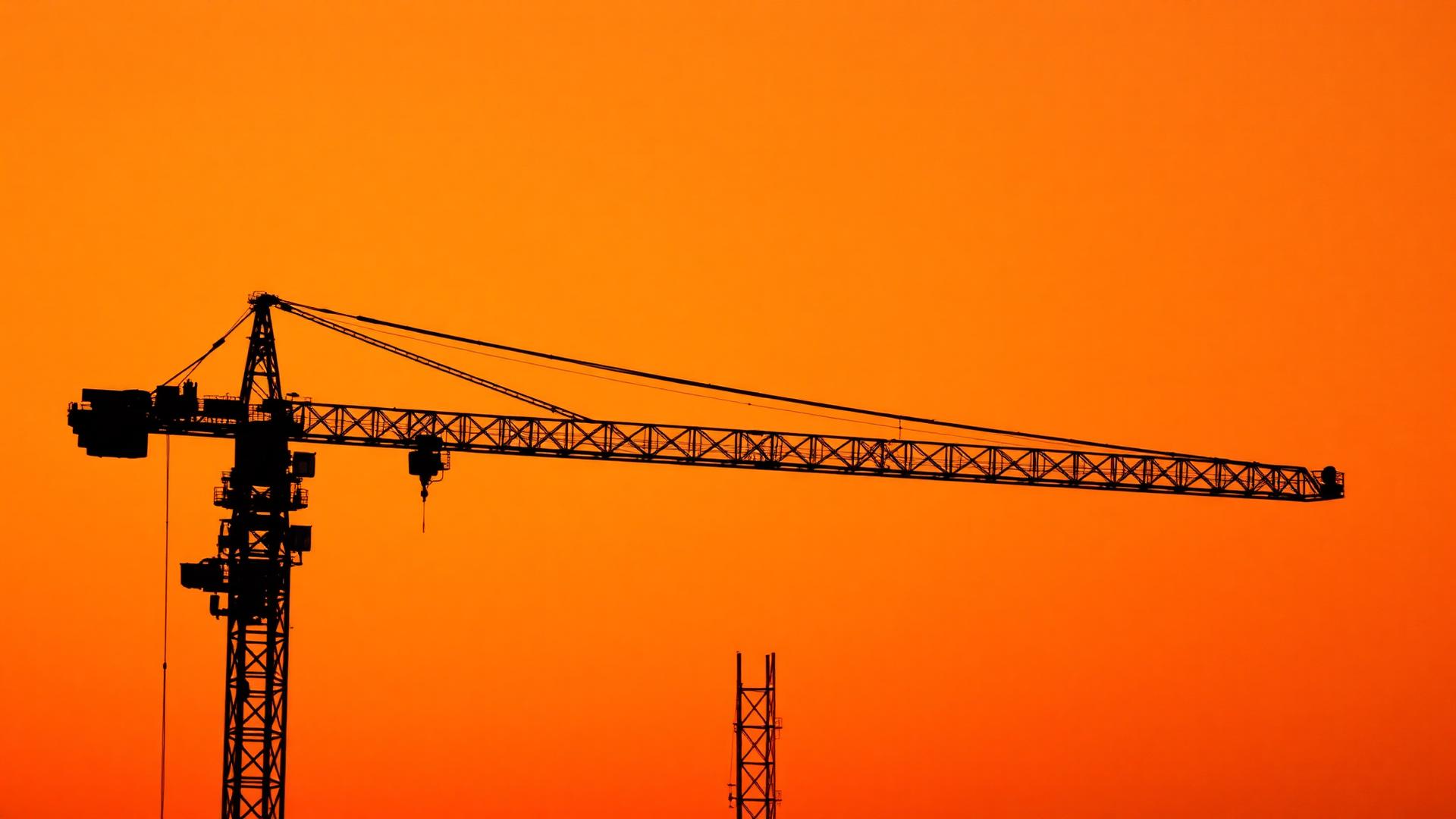 Construction crane silhouette at sunset